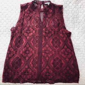 BB Dakota deep red lace blouse
